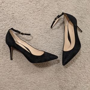 Marion Parke Black Suede Heels with Ankle Strap